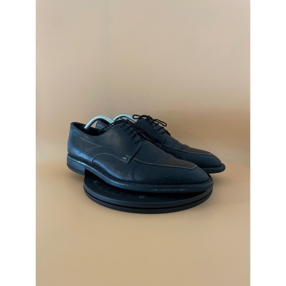 Hugo Boss Mens Black Leather Round Toe Lace Up Oxford Dress Shoes Size 9…     - Picture 3 of 6